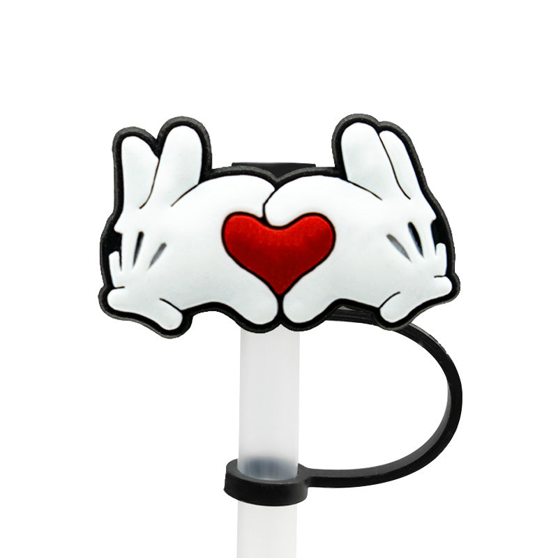 Mickey Hand W/Heart Straw Cover