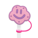 Purple/Pink Smiley Cloud Straw Cover