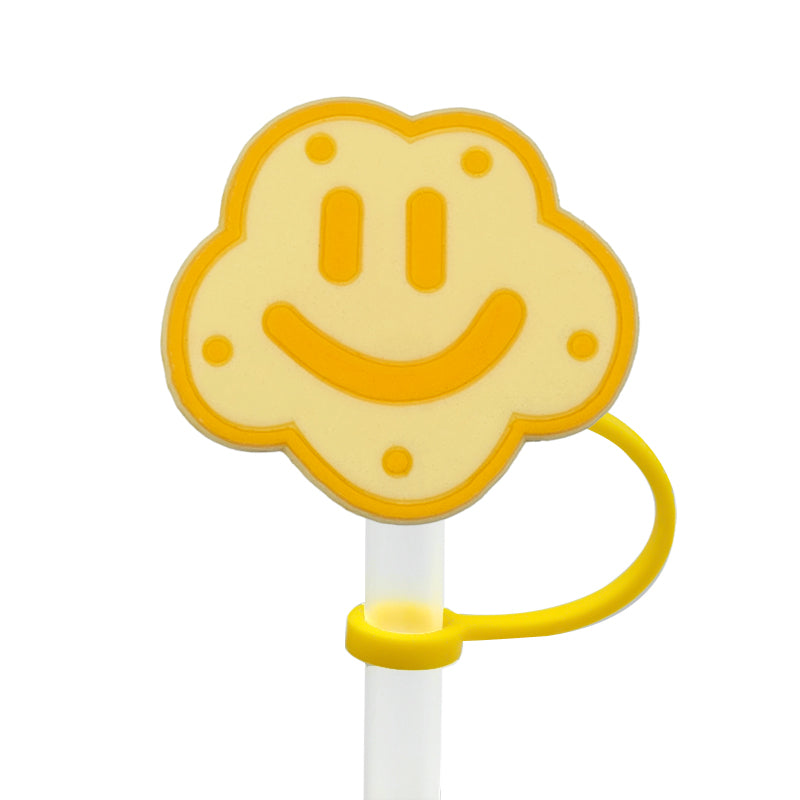 Yellow Smiley Cloud Straw Cover